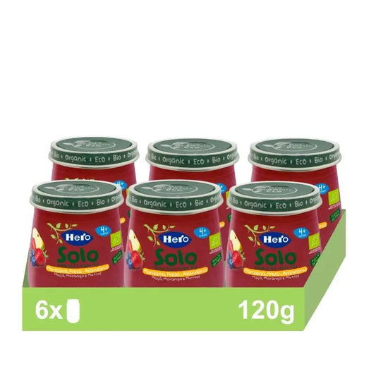 Hero Baby Pack Tarrito Eco Solo Manzana, Fresa Y Arándanos, 6 X 120 gr