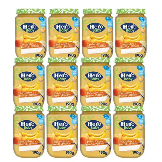 Hero Baby Pack Tarrito Melocoton Plátano, 12 X 190 Gr