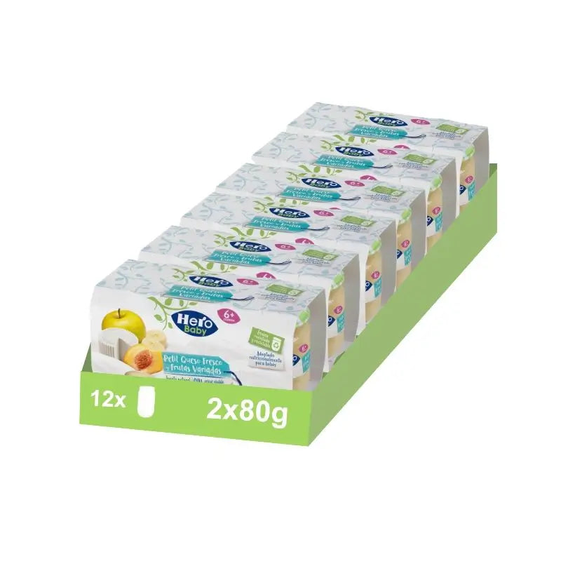 Hero Baby Pack Tarrito Petit Queso Fresco Y Frutas Variadas, 6 X 2 x 80 gr