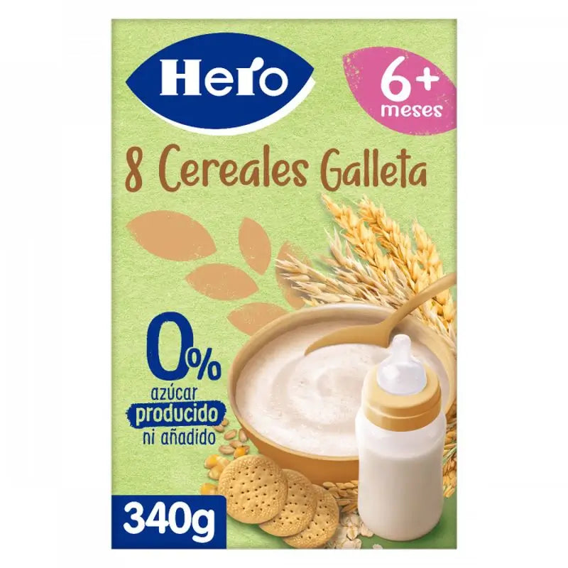 Hero Baby Papilla De Cereales  8 Cereales Con Galleta 340G