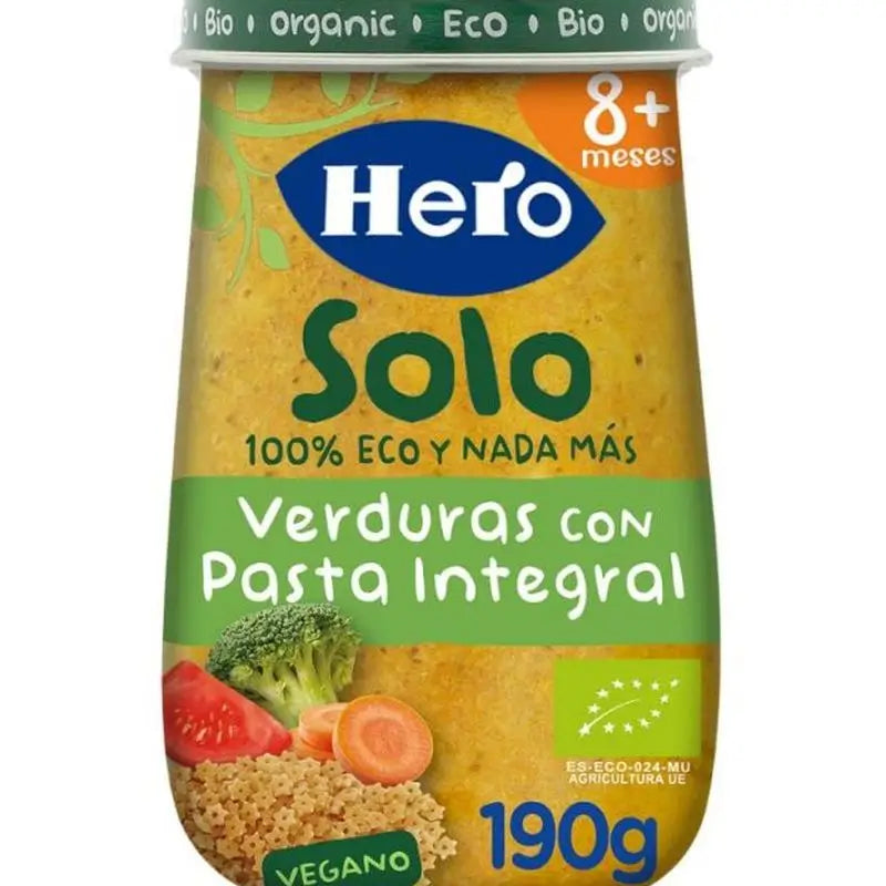 Hero Baby Tarrito Eco Hero Solo Verdura Con Pasta Integral, 190g