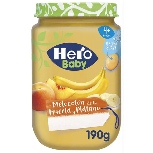 Hero Baby Tarrito Melocotón de la Huerta y  Plátano, 190gr