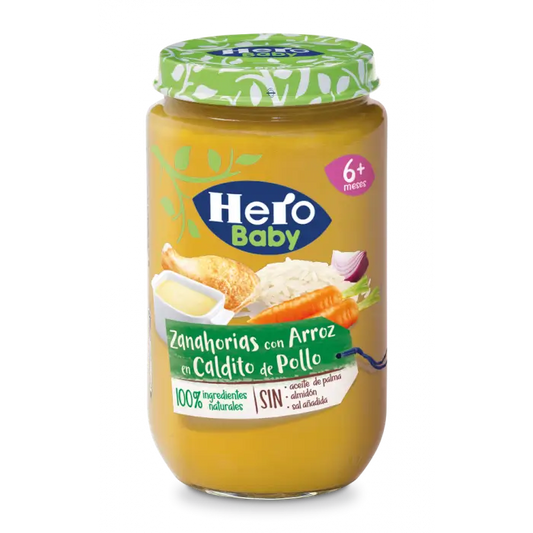 Hero Baby Tarrito Zanahorias con Arroz en Caldito de Pollo, 235gr