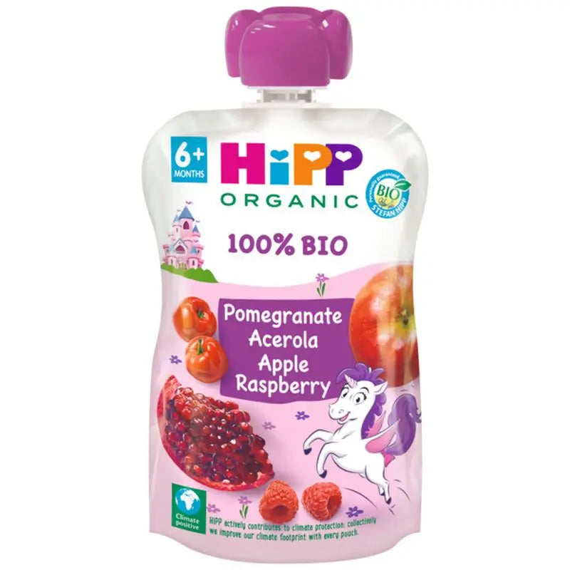 Hipp  Pouches Unicornio (Manzana,Frambuesa,Granada) Bio, 100 G