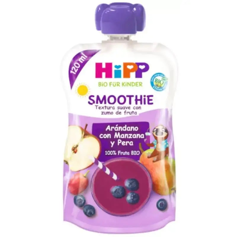 Hipp Smoothie De Arándanos Con Manzana Y Pera Bio, 120 ml