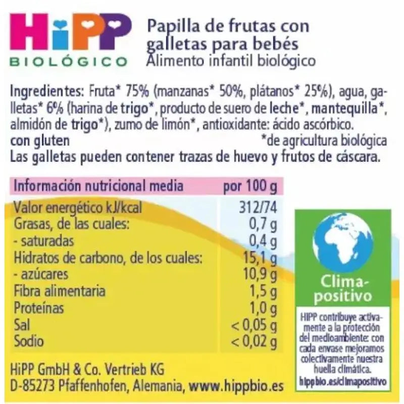 Hipp Bio Tarrito De Manzana Y Plátano Con Galletas, 190 G