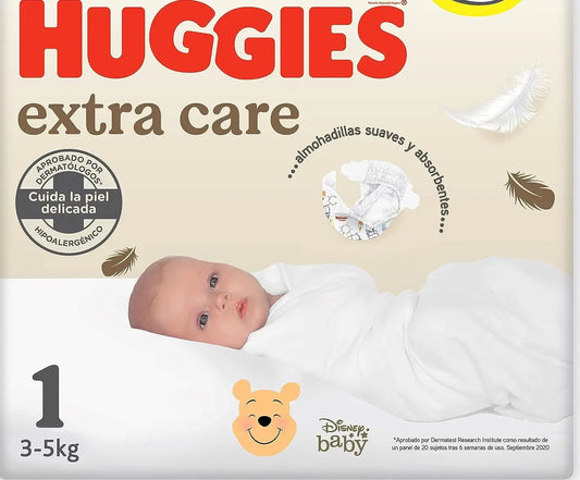 Huggies Pañal Extra Care Talla 1 (3-5Kg) , 28 unidades