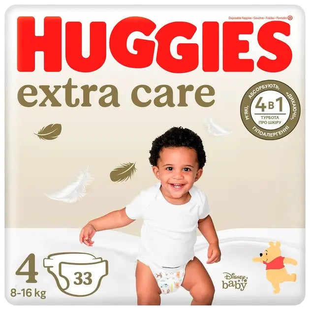 Huggies Pañal Extra Care Talla 4 (8-14Kg) , 33 unidades