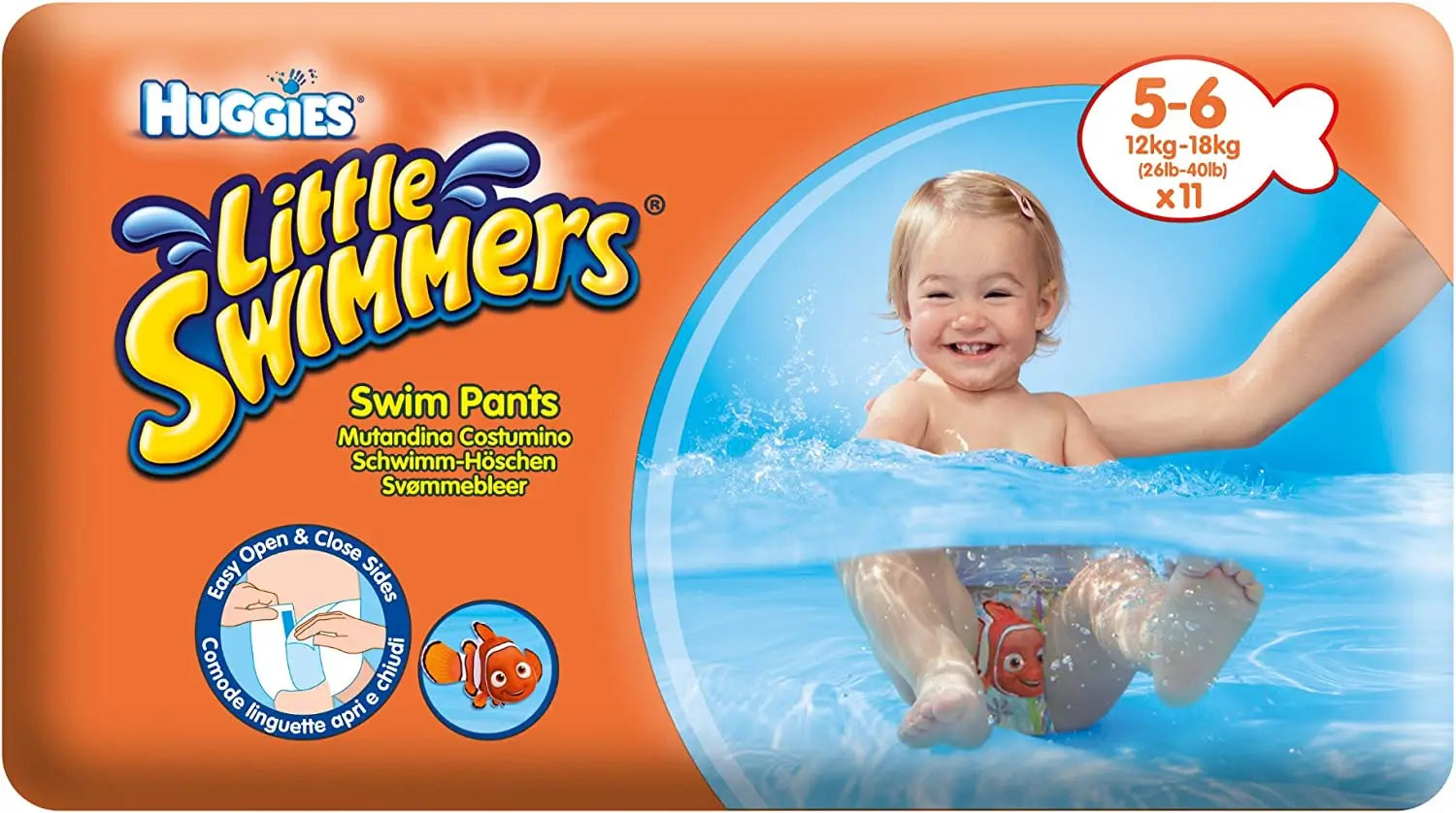 Huggies Pañal Little Swimmers Talla 5-6 (12-18 Kg), 11 Unidades