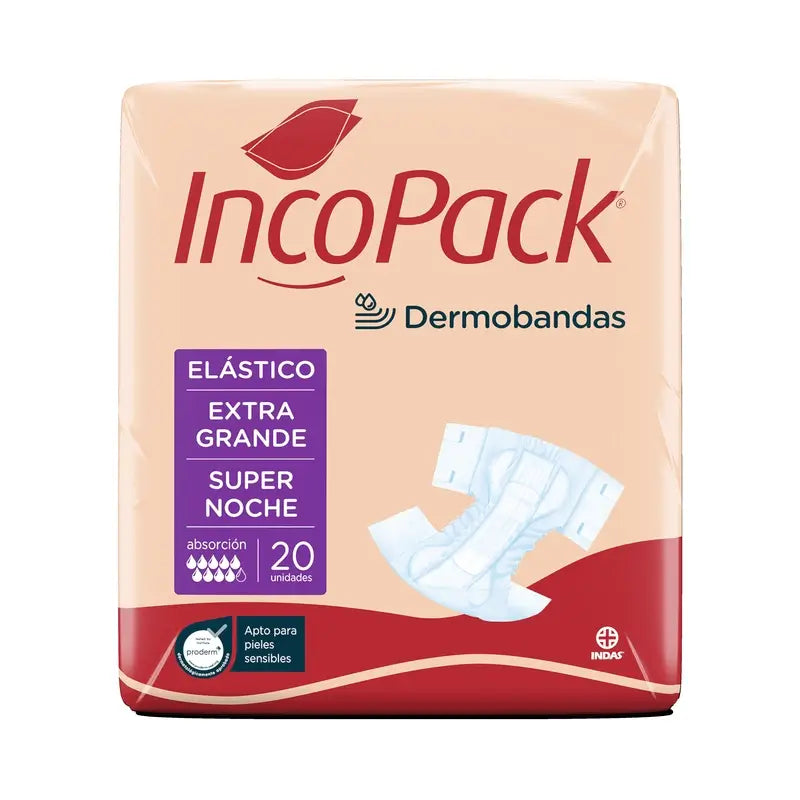 Incopack Absorbente Elástico Super Noche Talla Extra Grande , 4 unidades