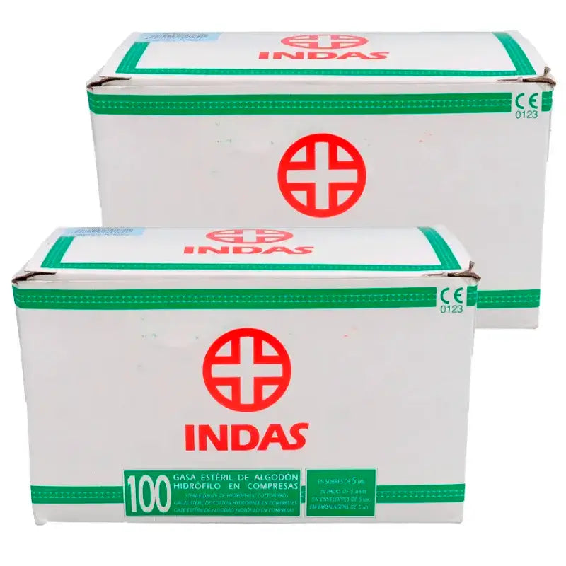 Indas Gasa Estéril , 2 x 100 unidades