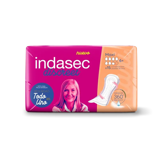 Indasec Discreet Compresa Incontinencia Maxi , 15 unidades