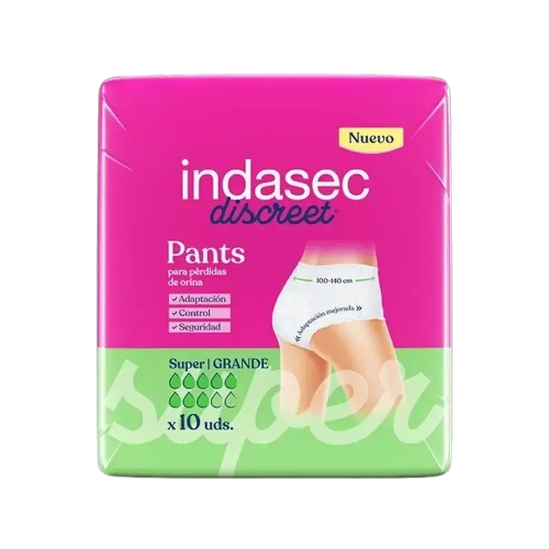 Indasec Discreet Pant Braguita Incontinencia Super Talla Grande , 10 unidades