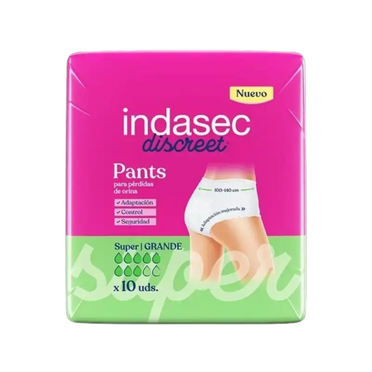 Indasec Discreet Pant Braguita Incontinencia Super Talla Grande , 10 unidades