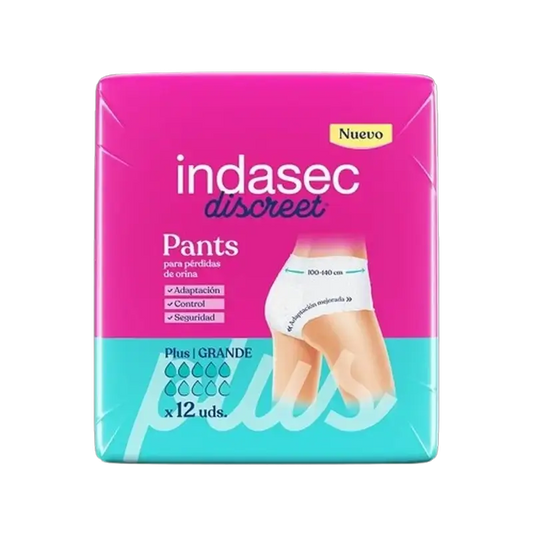 Indasec Discreet Pant Braguita Incontinencia Plus Talla Grande , 12 unidades