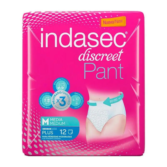 Indasec Discreet Pant Plus Talla Mediana Bolsa - 12 unidades