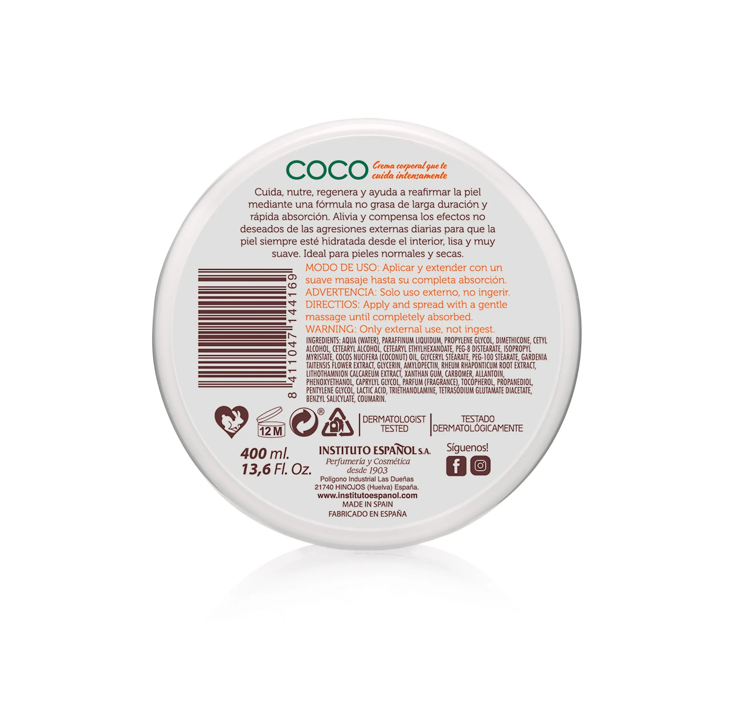 Instituto Español Tarro Crema Corporal Coco - 400 Ml