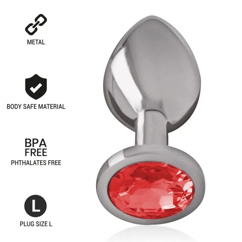 Intense Plug Anal Metal Aluminio Con Cristal Rojo Talla L 