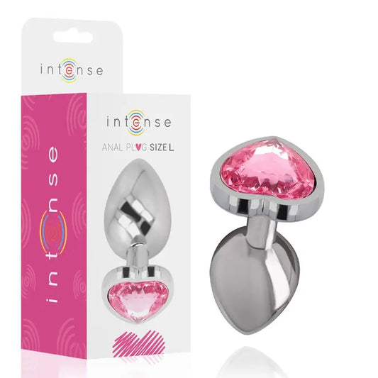 Intense Plug Anal Metal Aluminio Corazón Rosa Talla L 