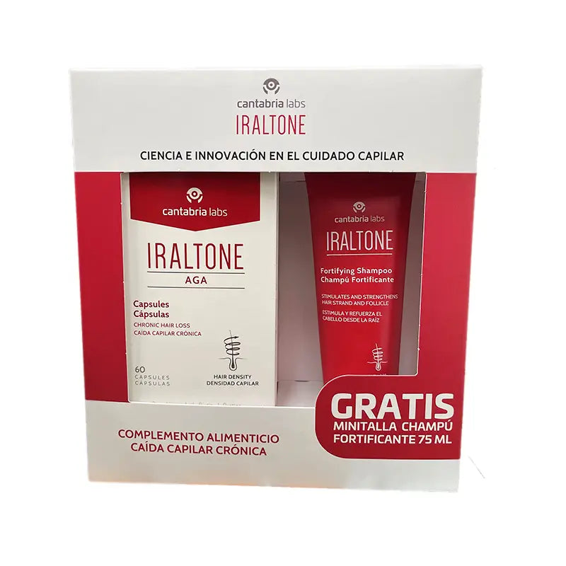 IRALTONE Pack Aga 60 cápsulas + Champú 75 ml