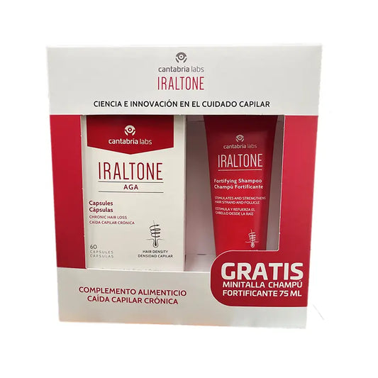 IRALTONE Pack Aga 60 cápsulas + Champú 75 ml