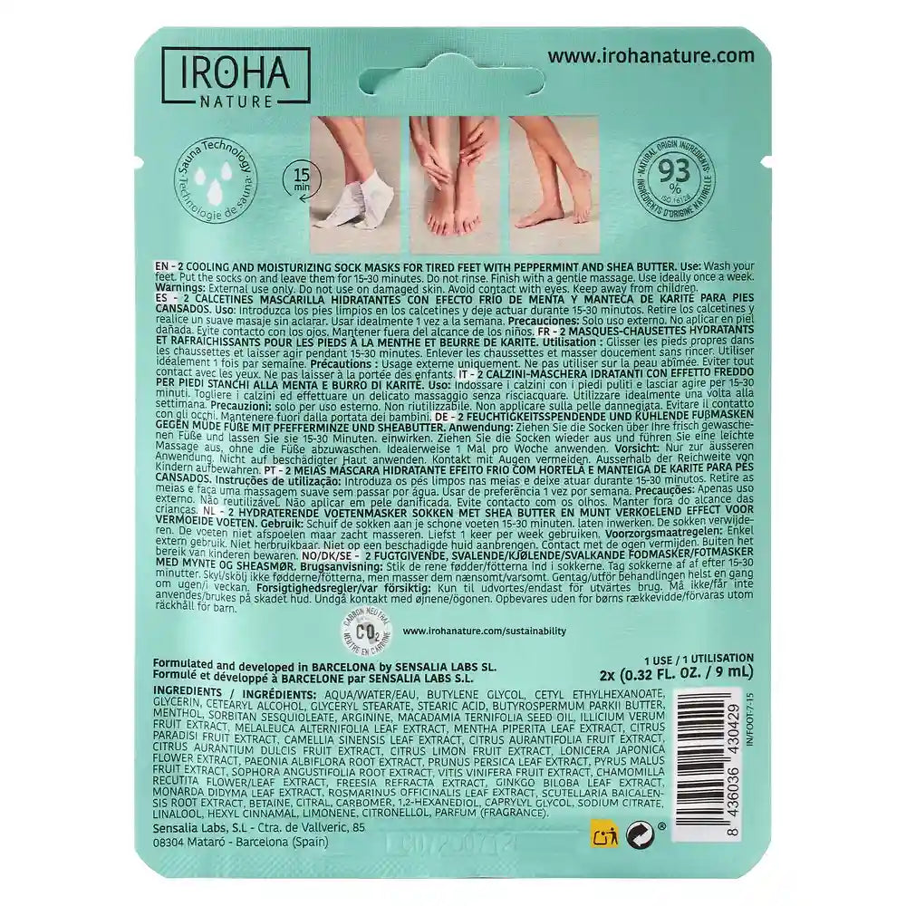 Iroha Nature Corporal Calcetines Mascarilla Efecto Frío, 20 Ml