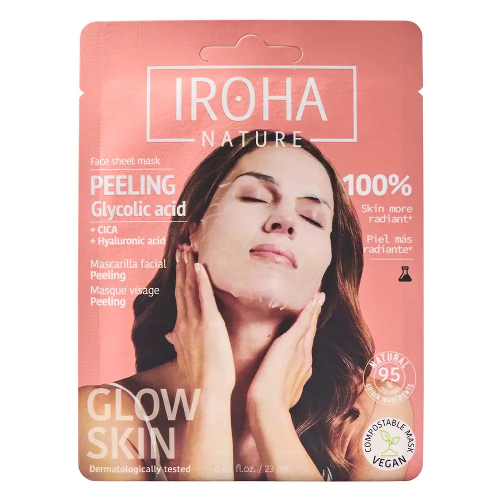 Iroha Nature Mascarilla Tisú Facial Peeling - Ácido Glicólico , 23 ml