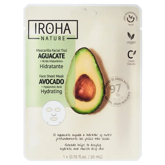 Iroha Nature Natural Extracts Mascarilla Facial Aguacate Hidratante, 20 Ml