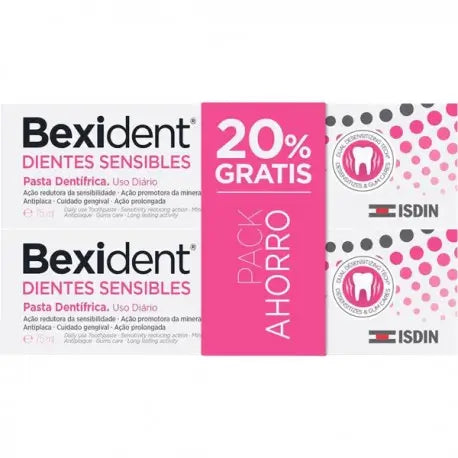 Isdin Bexident Duplo Pasta Dentífrica Para Dientes Sensibles, 2 x 75 Ml