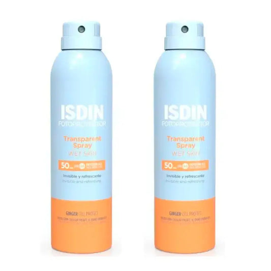 Isdin Transparent Spray Wet Skin SPF 50, Pack 2 x 250 ml