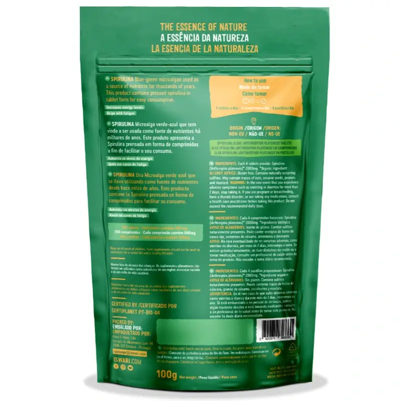 Iswari Spirulina Bio Es, 200 Tabletas De 100 Gr