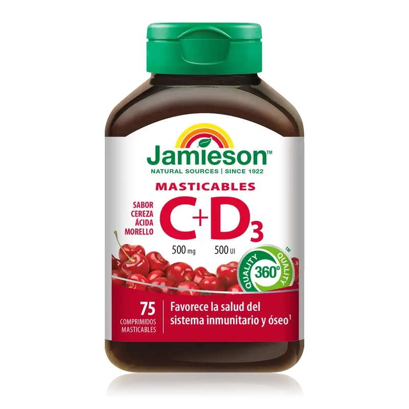 Jamieson Vit C+D3 Mast. 500Mg 500Ui , 75 comprimidos