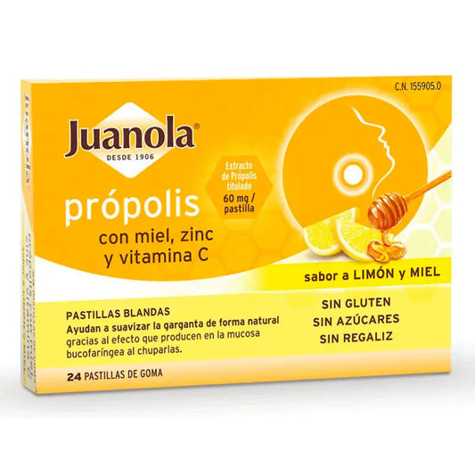 Juanola Propolis Miel Zinc Vitamina C 24 Pastillas