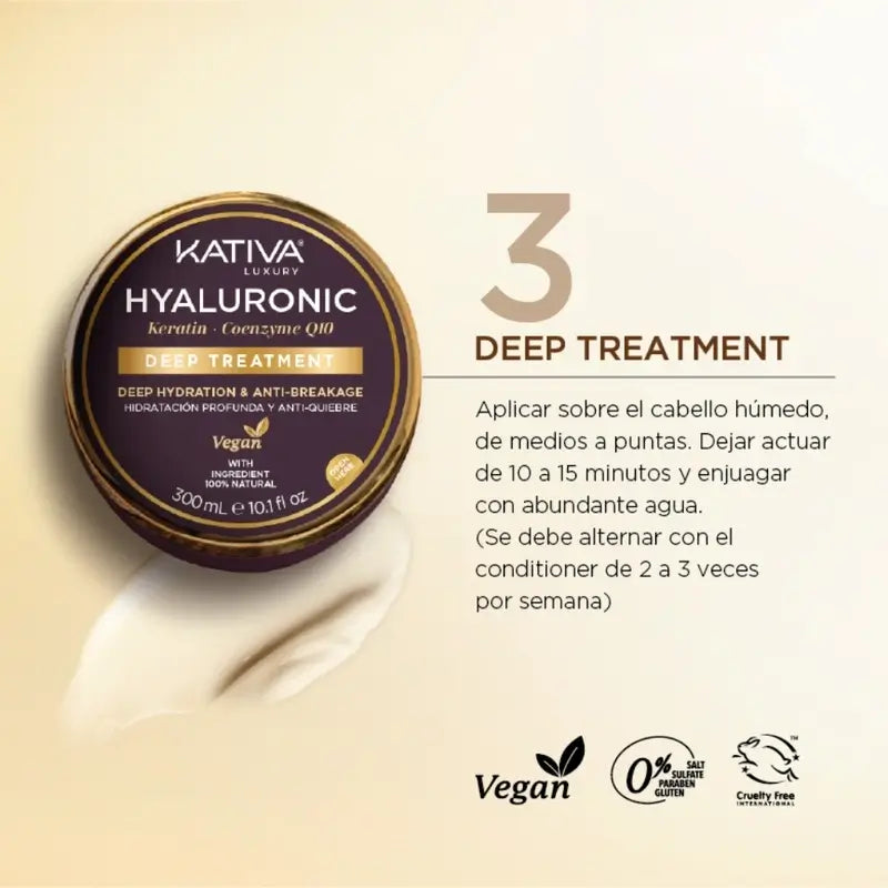 Kativa Hyaluronic Keratina Q10 Mascarilla, 300 ml