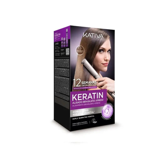 Kativa Kit Keratin Alisado Brasileño Express Veg, 1 unidad