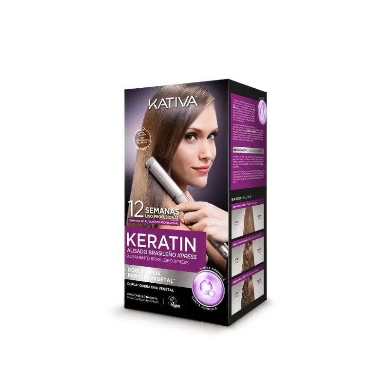 Kativa Kit Keratin Alisado Brasileño Express Veg, 1 unidad