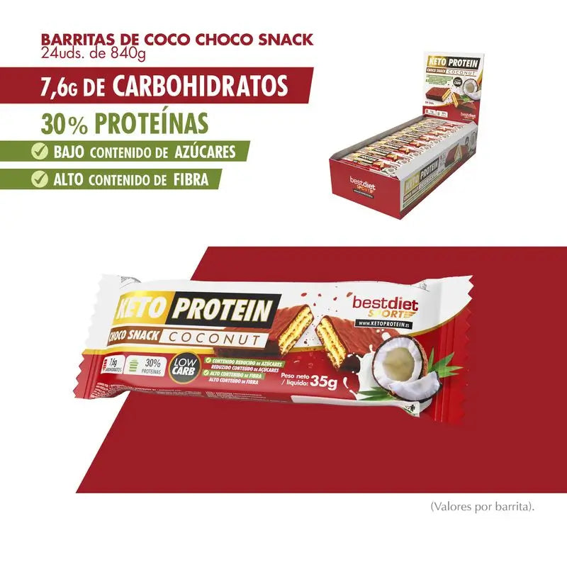 Keto Protein Barrita Choco Snack Coconut, 1 unidad.