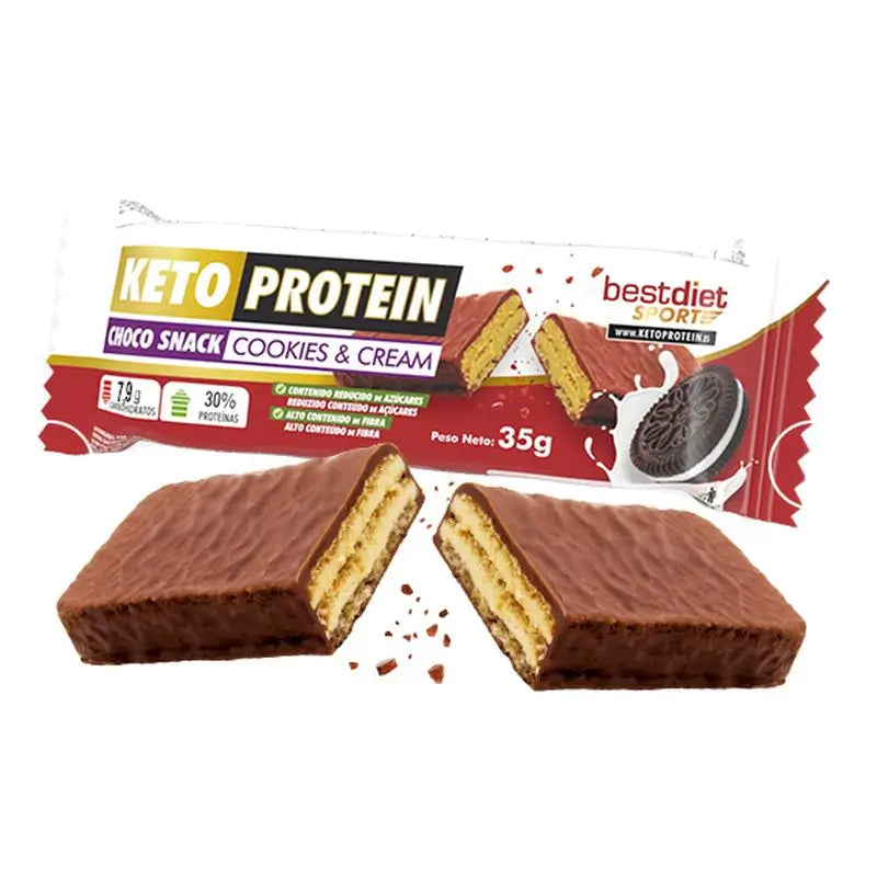 Keto Protein Barrita Choco Snack Cookies-Cream, 1 unidad.