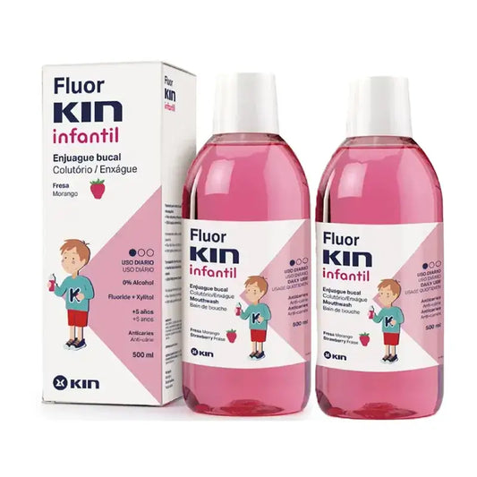 Kin Duplo Fluorkin Infantil Fresa Enjuague, 2 x 500 Ml