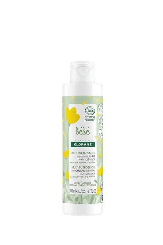 Klorane  Aceite Multiusos Certificado Bio A La Caléndula - Cuerpo, Nalgas,  Cabello Y Cuero Cabelludo - Bebé , 200 ml