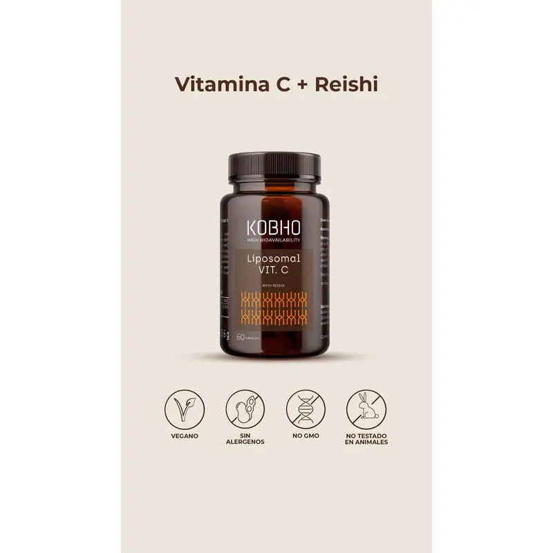 Kobho Labs Suplemento Vitamina C Liposomal + Reishi, 60 cápsulas