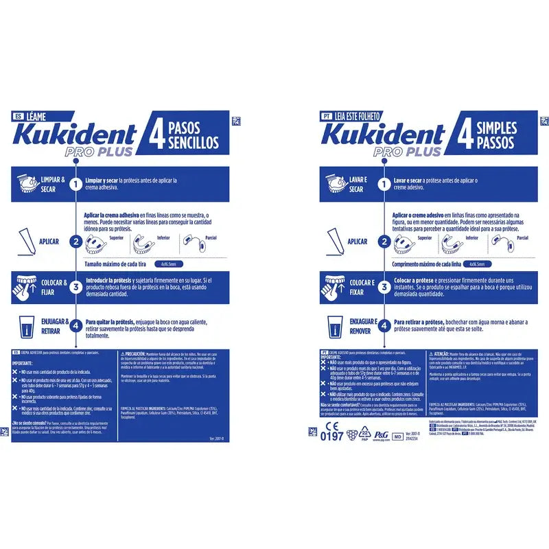 Kukident Cuadruplo Pro Plus Firmeza Al Masticar, 4 x 57 Gr