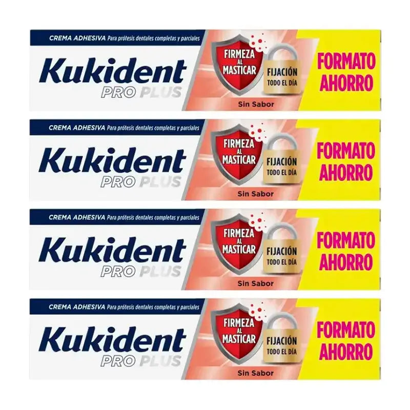 Kukident Cuadruplo Pro Plus Firmeza Al Masticar, 4 x 60 Gr