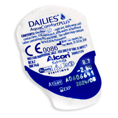 Dailies Aquacomfort Plus  Lentillas Esféricas Diarias , 30 unidades - +1.75,8.7,14.0