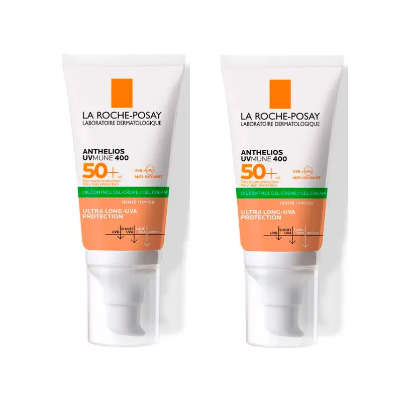 La Roche Posay Duplo  Anthelios Uvmune 400 Oil Control Gel-Crema Spf50+ Color, 2 X 50 Ml