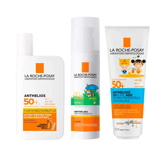 La Roche Posay Pack Anthelios Bebé Spf50+ 50Ml + Niños Hidratante Spf50+ 250Ml + Uv-Mune 400 Fluido Spf50+ 50Ml