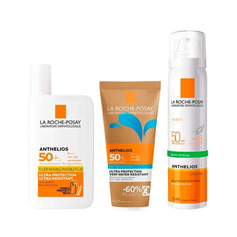 La Roche Posay Pack Anthelios Uvmune 400 Fluido Spf50+ 50Ml + Wet Skin Spf50+ 200Ml + Bruma Facial Spf50 75Ml