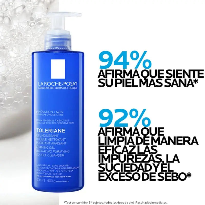 La Roche Posay Toleriane Gel Espumoso Doble Limpiador, 400 ml