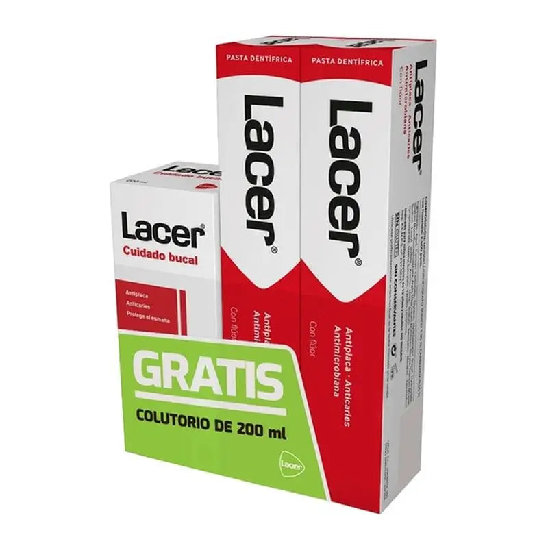 Lacer Kit 2 Pasta Dentífrica, 125 ml + Colutorio Lacer, 200 ml