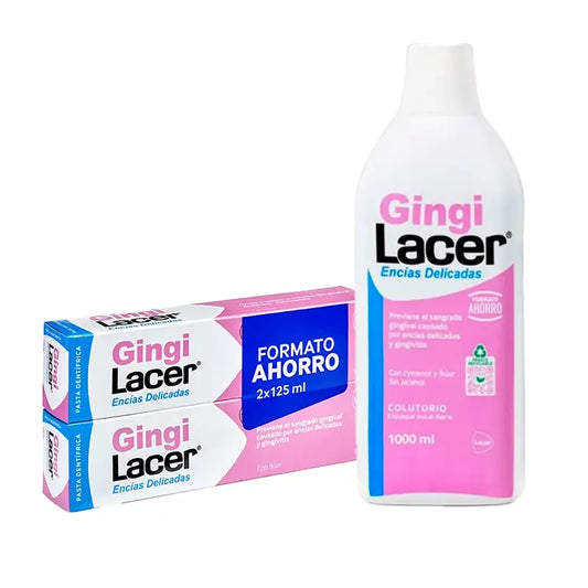 Lacer Pack Pasta Dentifrica Gingilacer Duplo, 125 Ml + Gingilacer Colutorio 1000 Ml